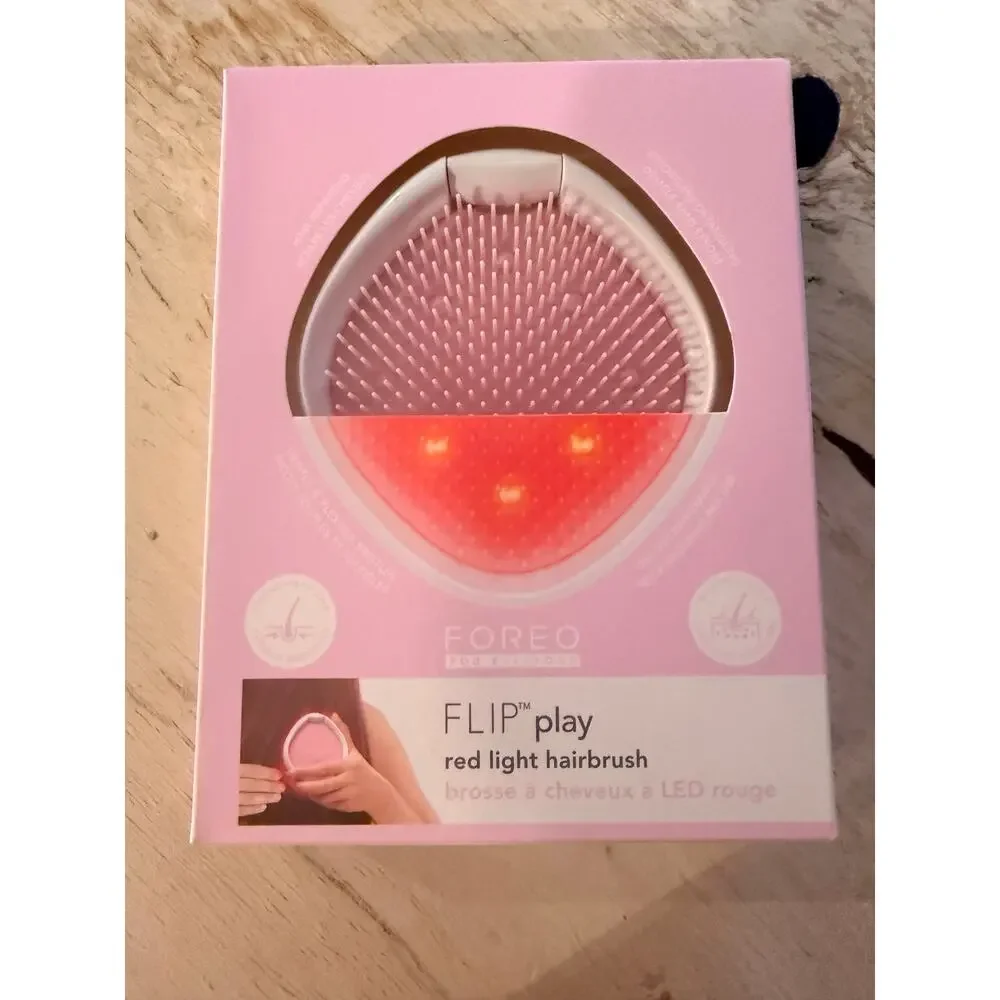 NEW FOREO Flip Play Red Light Hairbrush- Tickle Me Pink FREE GIFT!